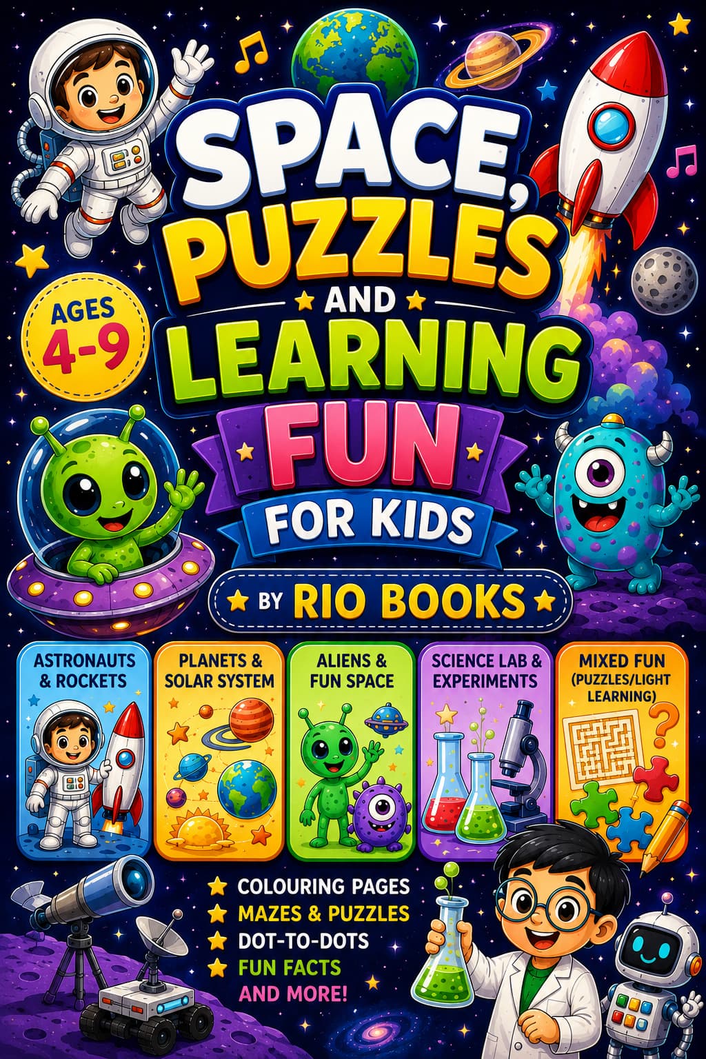 Space, Puzzles and Learning Fun for Kids book cover