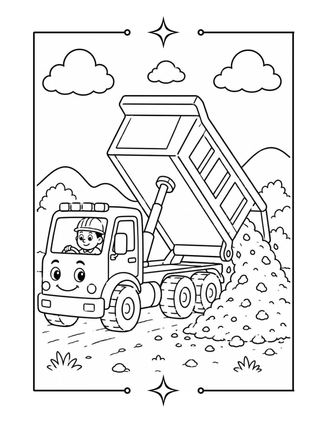 Construction Vehicle Coloring Book interior preview 2