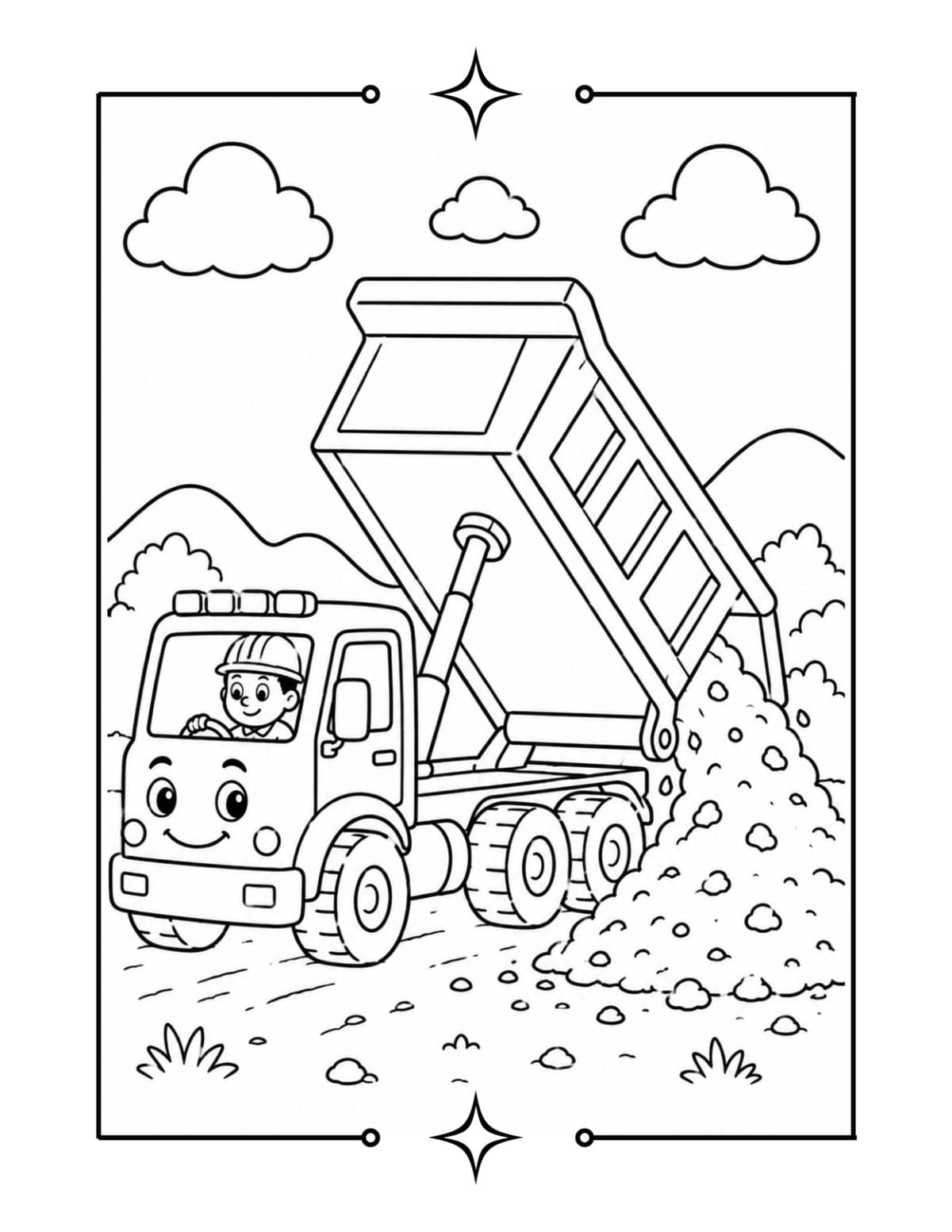 Sample interior page 2 from Construction Vehicle Coloring Book