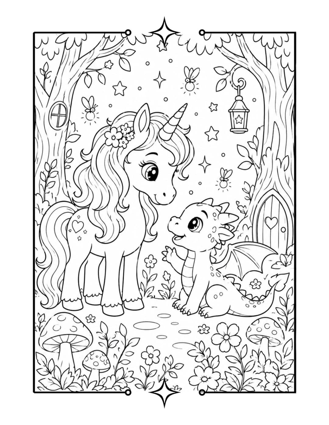 Magical Fantasy Coloring Book interior preview 2