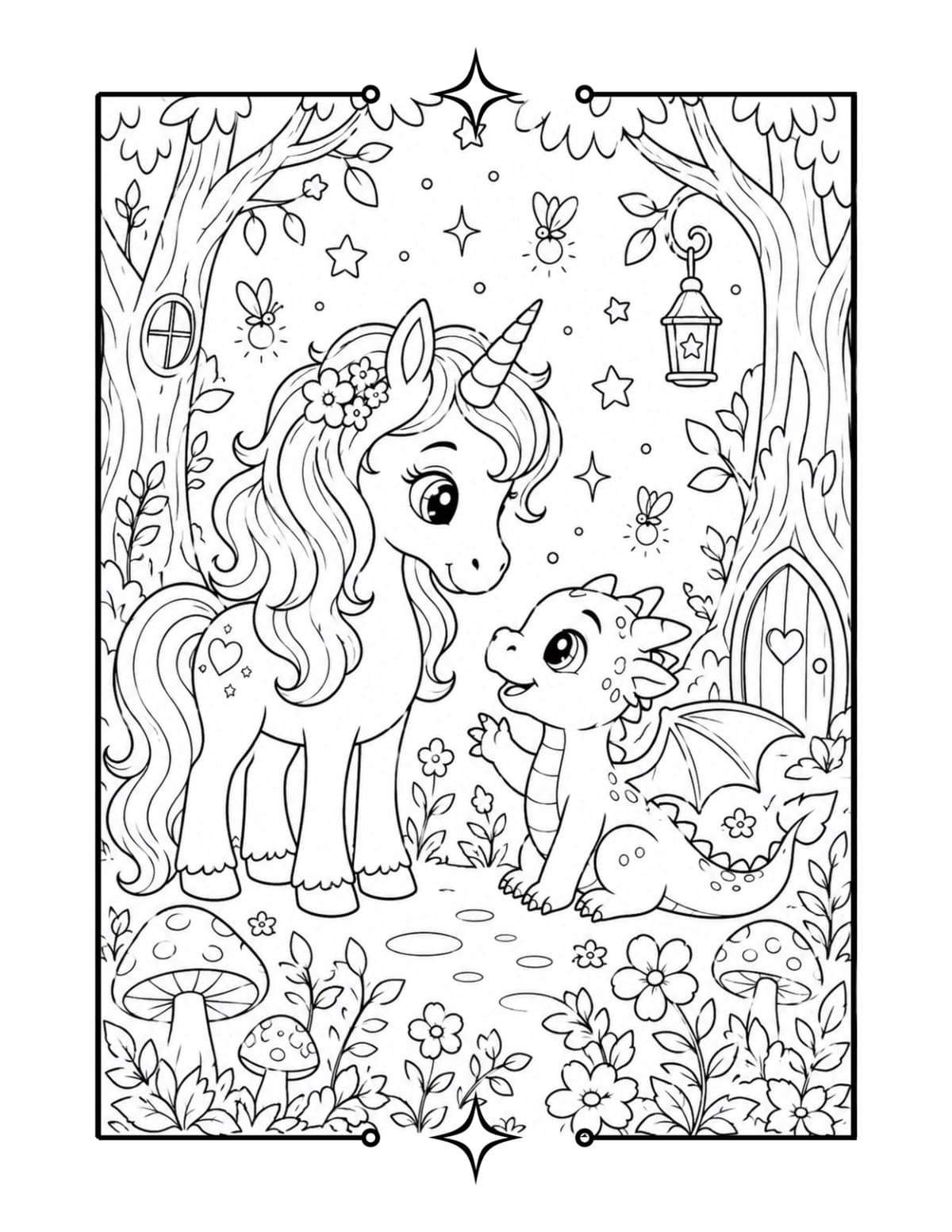 Sample interior page 2 from Magical Fantasy Coloring Book